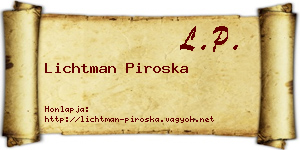 Lichtman Piroska névjegykártya